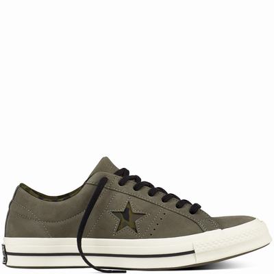 Converse One Star Nubuck Utility Camo Low Tops Womens - Olive/White Shoes (776MYDSV)